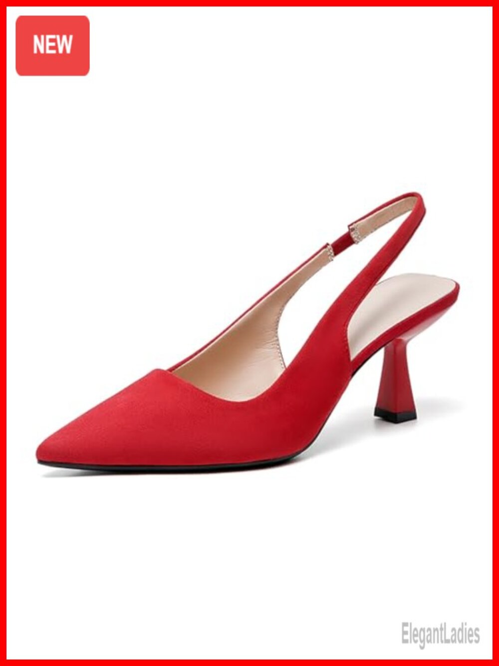 Suede Closed Pointed Toe Slingback Kitten Heels Dress Pumps